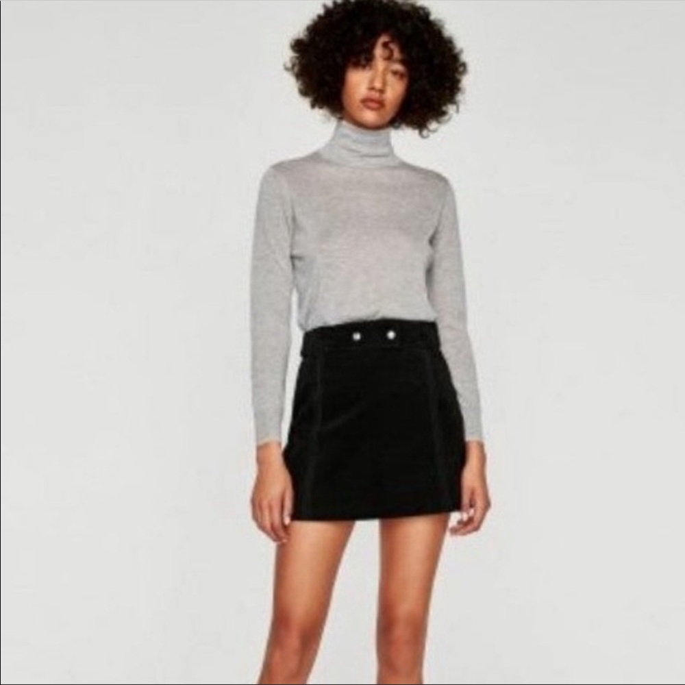 Black suede mini skirt